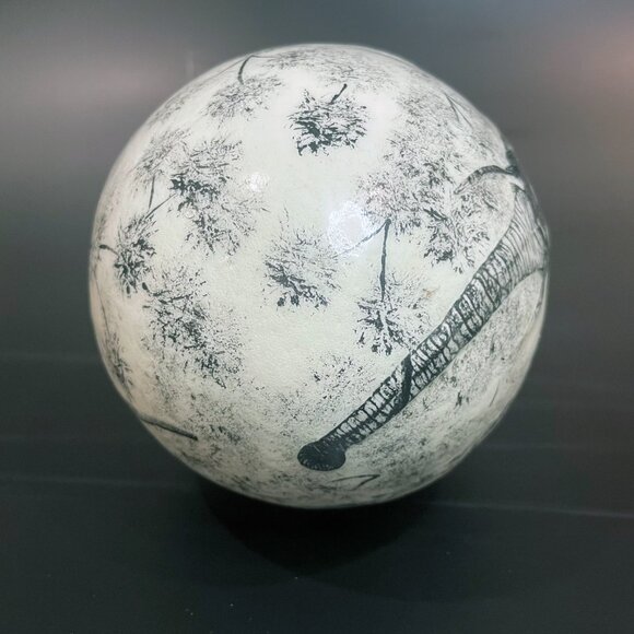 Ostrich Egg with Hand Drawn African Elephants. 5.5" x 5.5" x 7.5" - Picture 6 of 7